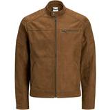 Viskose Overtøj Jack & Jones Faux Leather Jacket - Brown/Cognac