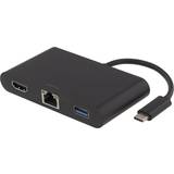 3.1 (gen.1) - USB A Kabler Deltaco USB C-HDMI/USB A/RJ45/USB A M-F Adapter