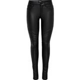 40 - Polyuretan Bukser & Shorts Only New Royal Coated Biker Skinny Fit Jeans - Black/Black