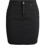 Elastan/Lycra/Spandex - Knapper Nederdele Pieces Frayed Hem Denim Mini Skirt - Black Denim