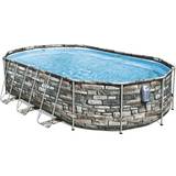 Oval Fritstående pools Bestway Power Steel Comfort Jet Frame Pool Set 6.1x3.66x1.22m