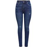 Only 26 - Dame Jeans Only Mila Life Hw Ankle Skinny Fit Jeans - Blue/Dark Blue Denim