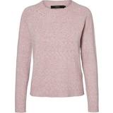 Dame - Lilla Sweatere Vero Moda Doffy O-Neck Long Sleeved Knitted Sweater - Purple/Woodrose