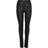 Only 26 - Polyester Bukser & Shorts Only Anne Mid Coated Skinny Fit Jeans - Black/Black