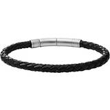 Armbånd Fossil Leather Bracelet - Black/Silver