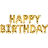 Guld Balloner PartyDeco Text & Theme Balloons Happy Birthday Gold