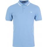 Fred Perry 34 Overdele Fred Perry Twin Tipped Polo Shirt - Sky/Snow White/Snow White
