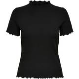 Dame - Høj krave - L T-shirts Only High Neck Short Sleeved Top - Black/Black