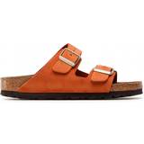 Orange - Spænde Sko Birkenstock Arizona Soft Footbed Nubuck Leather - Pecan