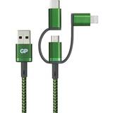 Grøn - USB C Kabler GP Batteries USB A-USB MIcro B/USB C/Lightning 1m