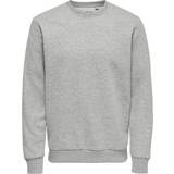 Only & Sons Herre Sweatere Only & Sons Solid Colored Sweatshirt - Grey/Light Grey Melange