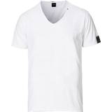 Replay Hvid Tøj Replay Raw Cut V-Neck Cotton T-shirt - White