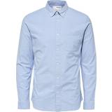 Elastan/Lycra/Spandex Skjorter Selected Organic Cotton Oxford Shirt - Blue/Light Blue
