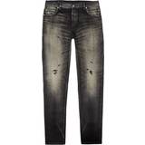 Herre - Polyuretan Jeans Balmain Slim-Cut Ripped Cotton Jeans - Black