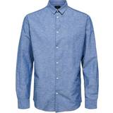 Selected Herre - L Skjorter Selected Linen Shirt - Light Blue