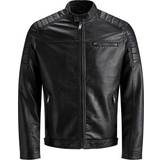 Viskose - XXL Overtøj Jack & Jones Imitation Leather Jacket - Black