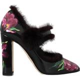 5,5 - Pels Sko Dolce & Gabbana Mary Jane's Pumps - Black/Purple