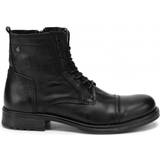 Sko Jack & Jones Leather Stitched Boots M - Black/Anthracite