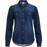 Dame - Trykknapper Skjorter Vila Bista Pocket Denim Skjorte - Blue/Dark Blue Denim