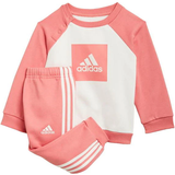 Stribede Tracksuits Børnetøj adidas Infant 3-Stripes Fleece Jogger Set - Hazy Rose/White (GM8974)