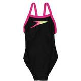 Badetøj Speedo Placement Thinstrap Muscleback Swimsuit - Black/Pink/Yellow (809533C756)