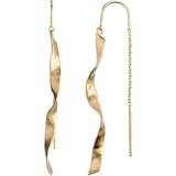Smykker Stine A Long Twisted Hammered Earring with Chain - Gold
