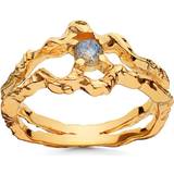 Blå Smykker Maanesten Shelly Ring - Gold/Labradorite