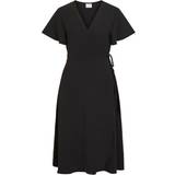 32 - Dame - Slå om-kjoler Vila Kortærmet Wrap Kjole - Black