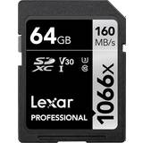 LEXAR 64 GB - SDXC - USB 3.0/3.1 (Gen 1) Hukommelseskort LEXAR Professional SDXC Class 10 UHS-I U3 V30 1066x 64GB