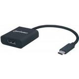 3,1 - DisplayPort-kabler - Sort Manhattan USB C-DisplayPort M-F Adapter