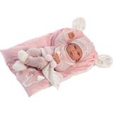 Llorens Dukker & Dukkehus Llorens Baby Nica on a Pink Blanket with Ears 40cm