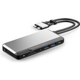 Grå - Kabeladaptere Kabler Alogic USB C - 2USB A/3.5mm/2HDMI M-F Adapter