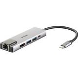 D-Link Kabler D-Link USB C - HDMI/USB A/RJ45/ USB C M-F Adapter