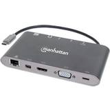 Manhattan HDMI Kabler Manhattan Usb C - Hdmi/3.5mm/DisplayPort Mini/RJ45/USB A/VGA M-F Adapter
