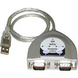 1,1 - Sølv Kabler Lindy USB A- 2xRS232 1.1 0.6m