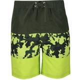 Camouflage - Drenge Badetøj Regatta Kid's Shaul III Swim Shorts - Racing Green Camo Print Electric Lime