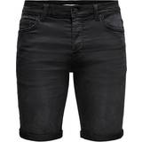 Only & Sons Life Reg Jog Denim Shorts - Black/Black Denim