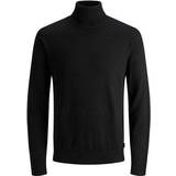 Slim - Viskose Overdele Jack & Jones Roll Collar Decorated Knitted Sweater - Black