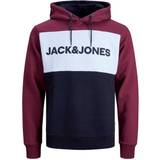 Jack & Jones Fleece Overdele Jack & Jones Color Blocked Logo Decorated Hoodie - Purple/Port Royale