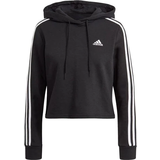 28 - XS Sweatere adidas Women's Essentials 3-Stripes Cropped Hoodie - Black/White