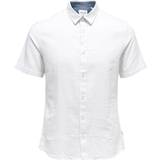 Only & Sons 3XL - Herre Skjorter Only & Sons Linen Short Sleeved Shirt - White