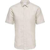 Only & Sons Herre Skjorter Only & Sons Linen Short Sleeved Shirt - Beige/Chinchilla