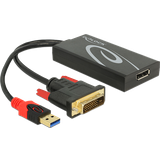 DeLock DVI Kabler DeLock DisplayPort-DVI/USB A M-F Adapter 0.3m