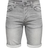 Herre - One Size Bukser & Shorts Only & Sons Ply Regular Jog Denim Shorts - Grey/Grey Denim