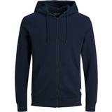 Jack & Jones Plain Zipped Hoodie - Blue/Navy Blazer