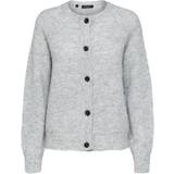 Alpaka - Bådudskæring Tøj Selected Wool Blend Cardigan - Grey/Light Grey Melange