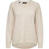 Alpaka - Ballonærmer - Beige Tøj Selected Rounded Wool Mixed Sweater - Beige/Birch