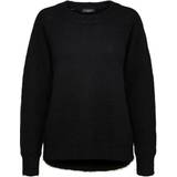 Dame - Nylon - Sort Sweatere Selected Rounded Wool Mixed Sweater - Black