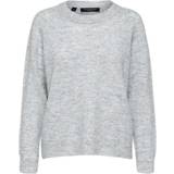 48 - Grå Overdele Selected Rounded Wool Mixed Sweater - Light Grey Melange