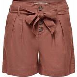 Dame - Viskose Shorts Only High Waist Belt Shorts - Red/Apple Butter